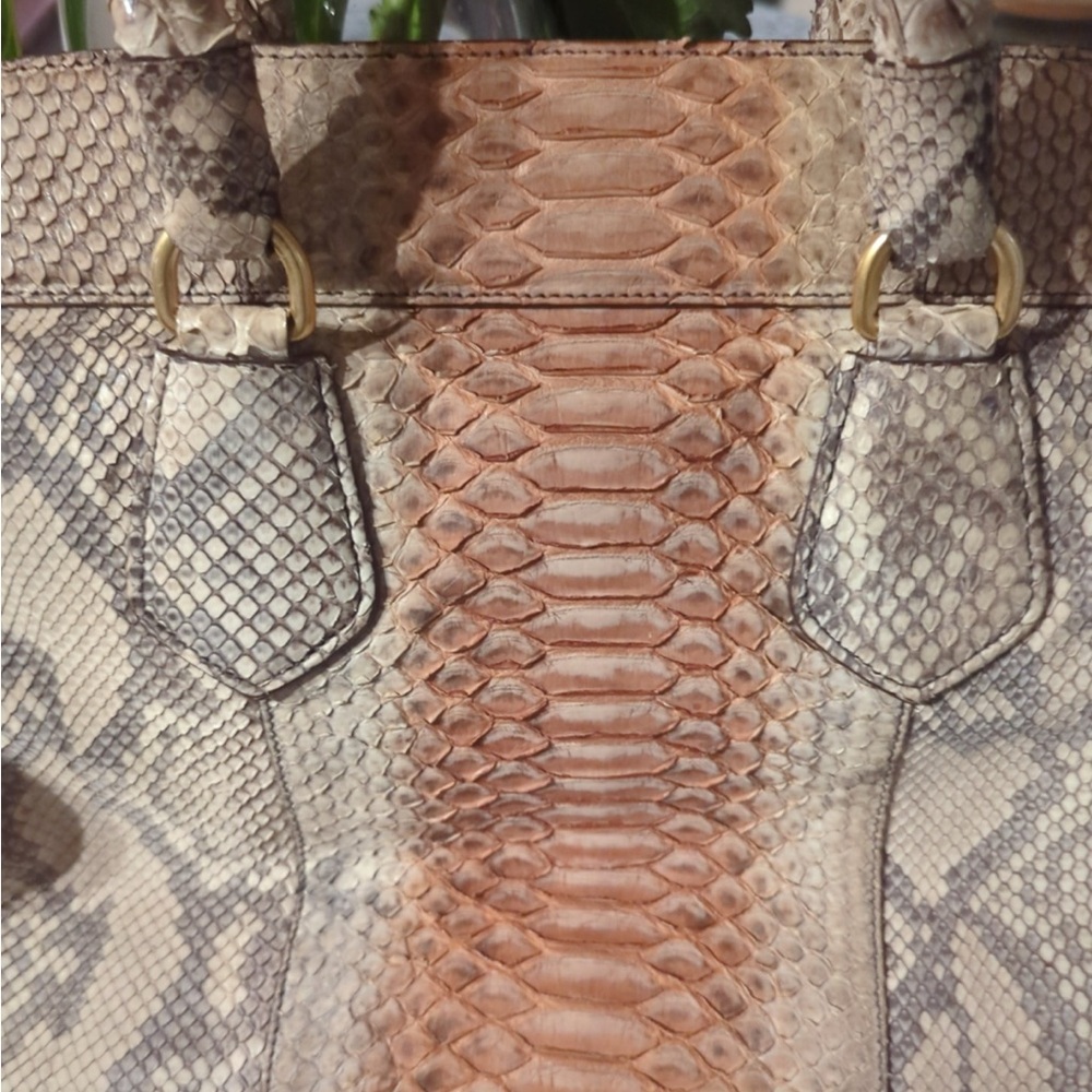 Prada Tan and Brown Snake Print Satchel - Picture 2 of 12